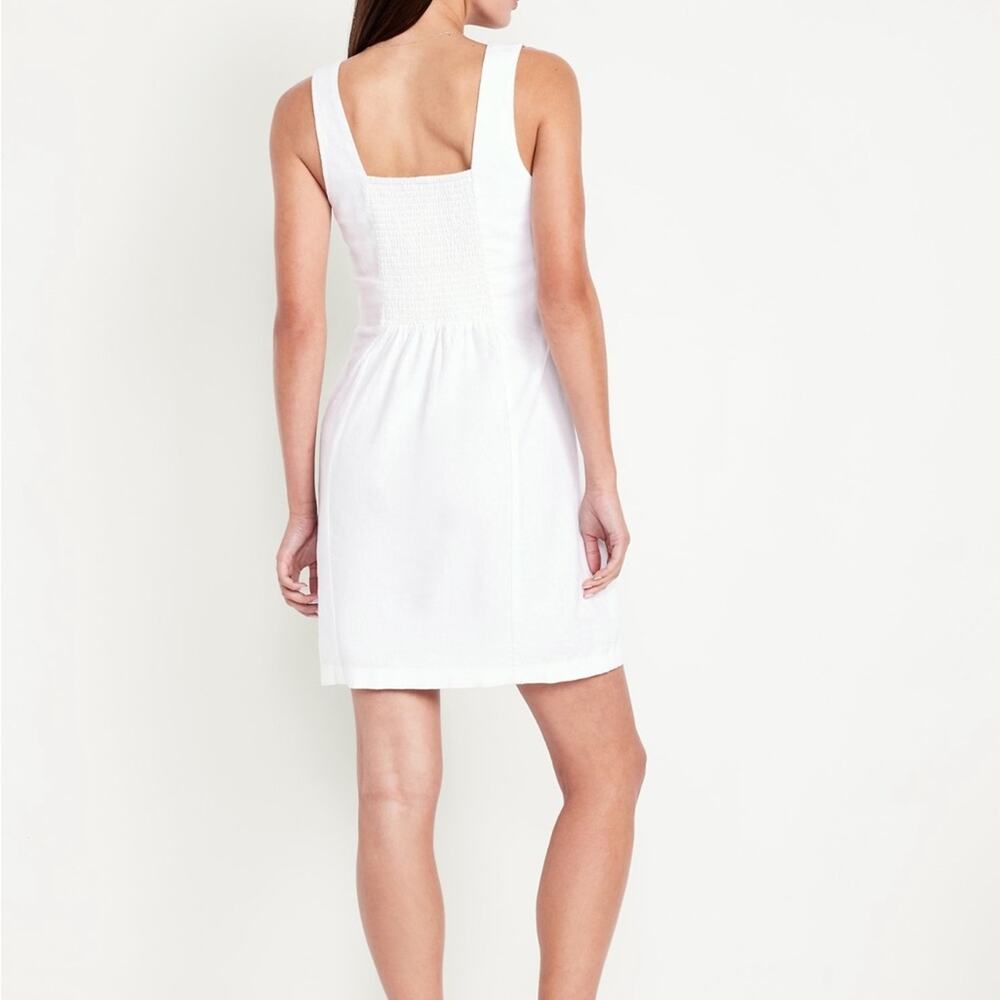 Old Navy White Lilies Square-Neck Linen-Blend Mini Dress - Picture 4 of 12